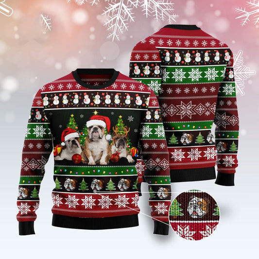 Dog Xmas Sweater, Bulldog Group Beauty Ugly Christmas Sweater, Funny Xmas Sweater