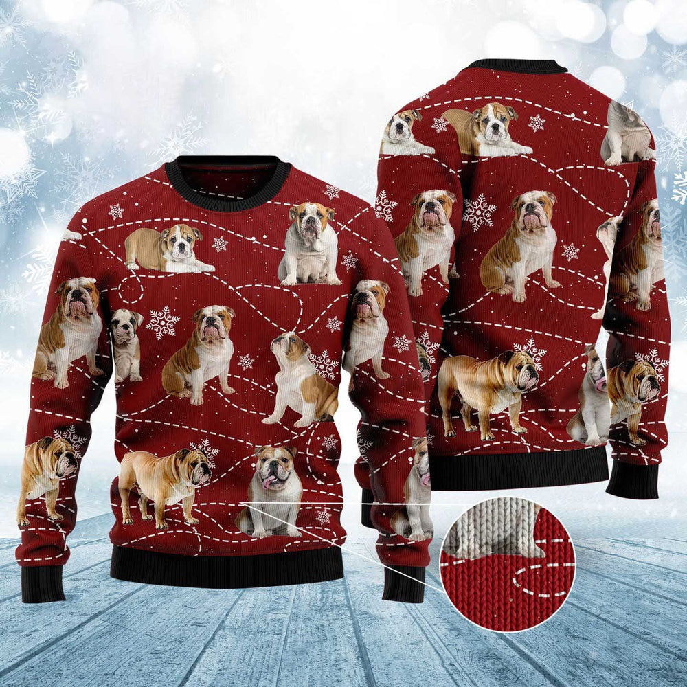 Dog Xmas Sweater, Bulldog Xmas Ugly Christmas Sweater, Funny Xmas Sweater