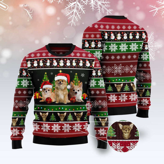 Dog Xmas Sweater, Chihuahua Group Beauty Ugly Christmas Sweater, Funny Xmas Sweater