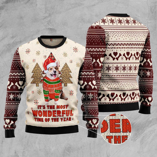 Dog Xmas Sweater, Corgi The Most Beautiful Time Ugly Christmas Sweater, Funny Xmas Sweater