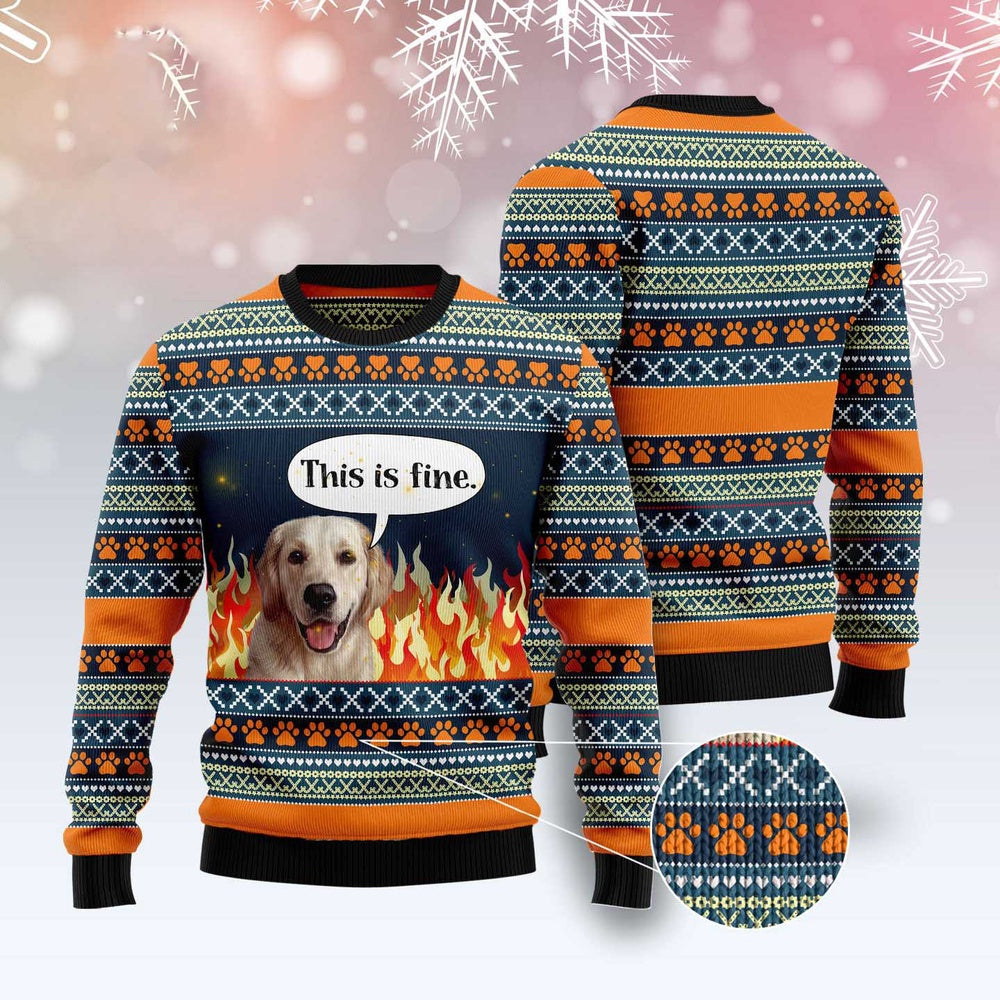 Dog Xmas Sweater, Labrador Retriever Fire Ugly Christmas Sweater, Funny Xmas Sweater