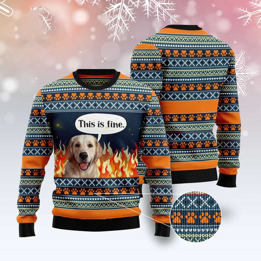 Dog Xmas Sweater, Labrador Retriever Fire Ugly Christmas Sweater, Funny Xmas Sweater