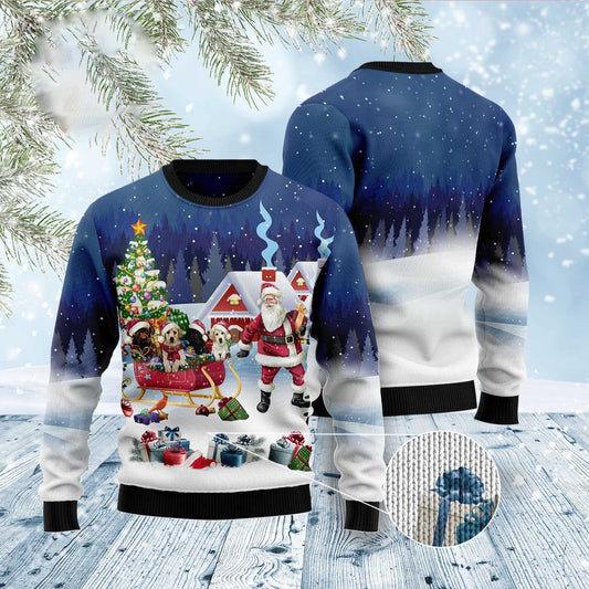Dog Xmas Sweater, Labrador Retriever Santa Sled Ugly Christmas Sweater, Funny Xmas Sweater