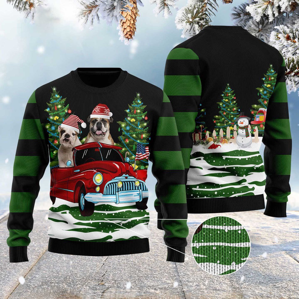 Dog Xmas Sweater, Merry Christmas Bulldog Ugly Christmas Sweater, Funny Xmas Sweater
