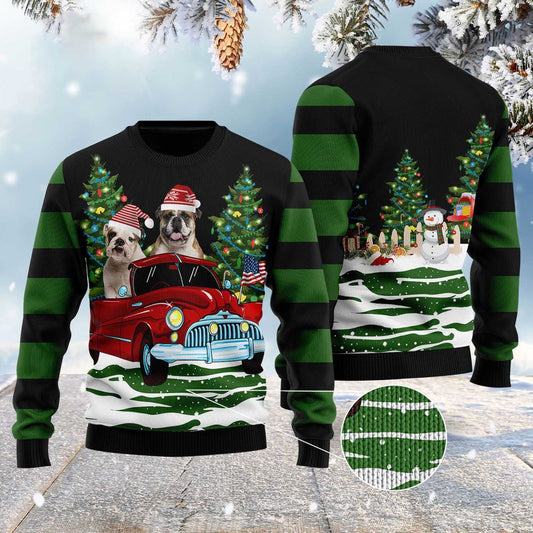 Dog Xmas Sweater, Merry Christmas Bulldog Ugly Christmas Sweater, Funny Xmas Sweater