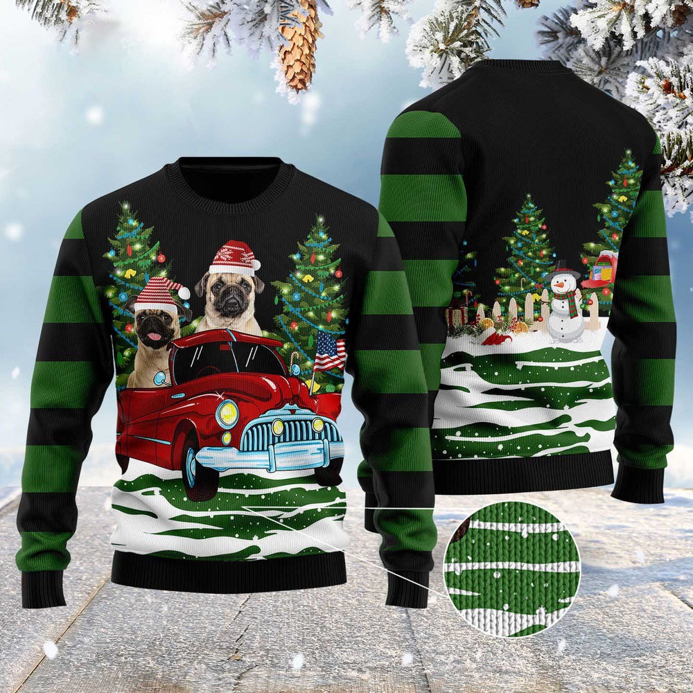 Dog Xmas Sweater, Merry Christmas Pug Ugly Christmas Sweater, Funny Xmas Sweater