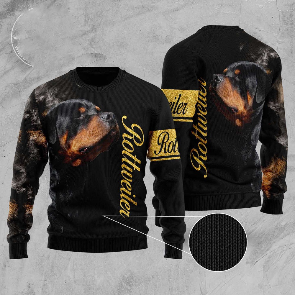 Dog Xmas Sweater, Rottweiler Half Cool Ugly Christmas Sweater, Funny Xmas Sweater