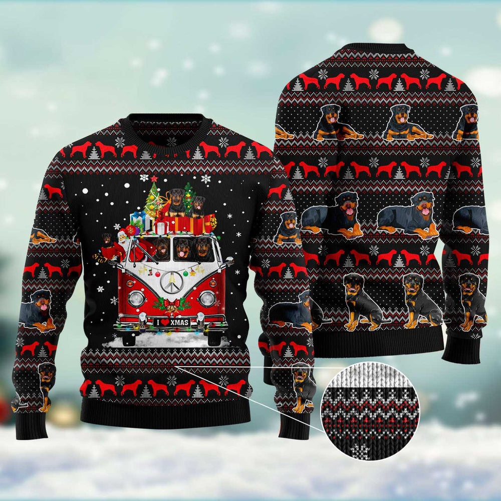 Dog Xmas Sweater, Rottweiler I Love Xmas Ugly Christmas Sweater, Funny Xmas Sweater