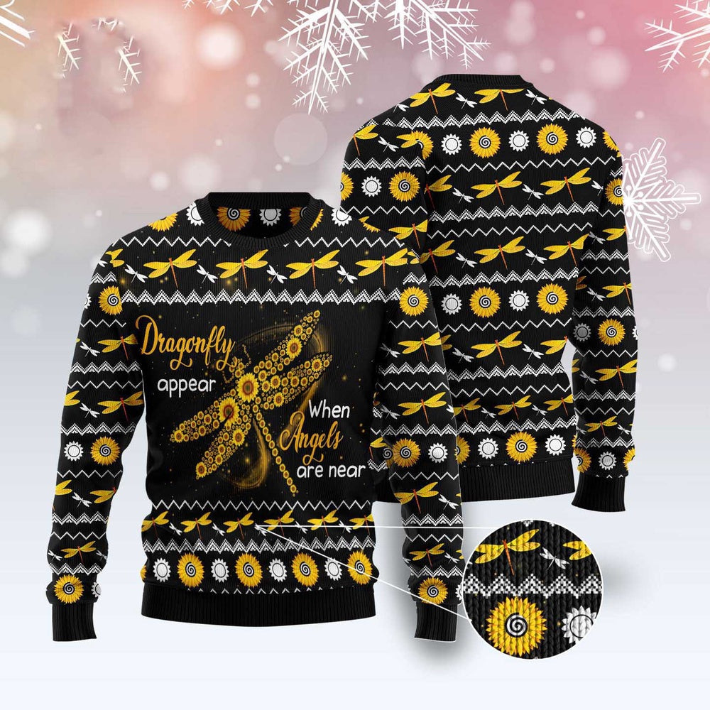 Dragonfly Sunflower Ugly Christmas Sweater, Funny Xmas Sweater, Sweater Xmas