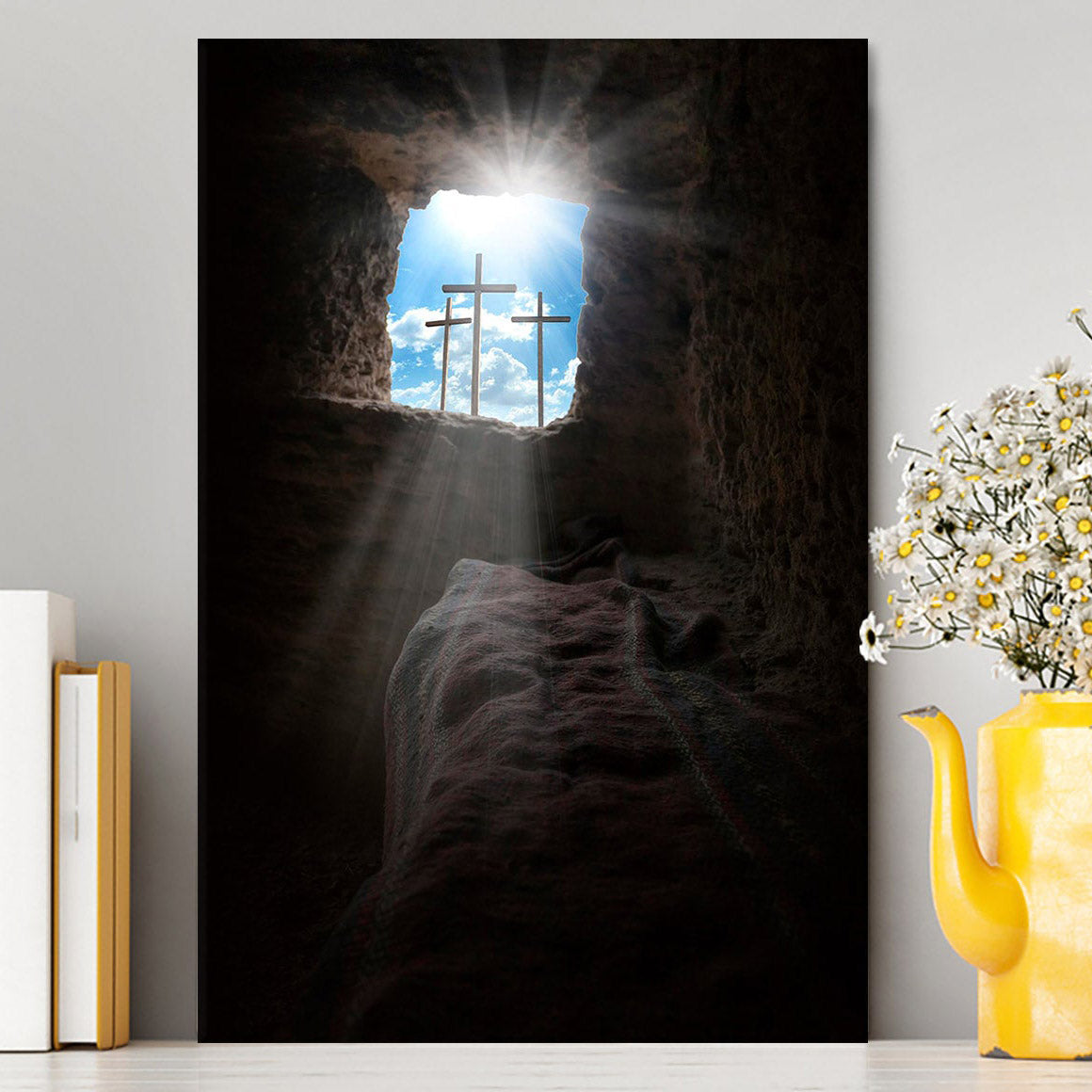 Easter Morning Golgotha Hill Cross Resurrection Canvas Prints - Religious Canvas Art - Christian Wall Decor