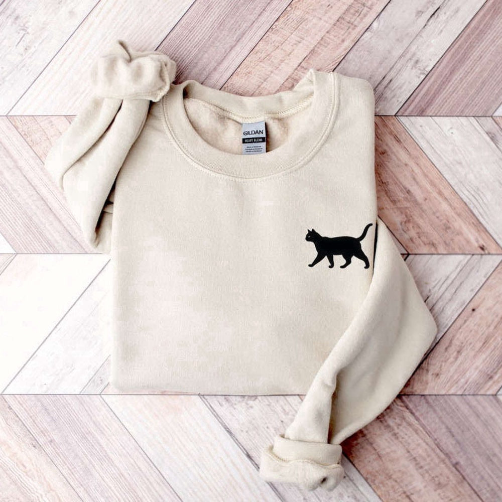 Eembroidered Custom Sweatshirts, Cat Embroidered Sweatshirt 2D Crewneck Sweatshirt Best Gift For Family, Christmas Gift