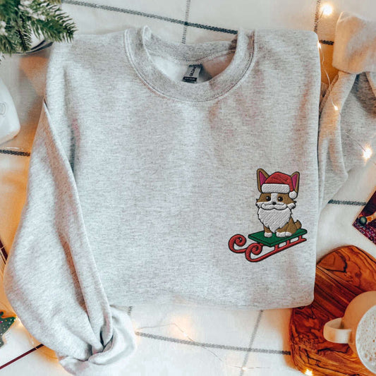 Eembroidered Custom Sweatshirts, Dog Christmas Sweatshirt Embroidered Xmas Sweater For Dog Lovers, Christmas Gift