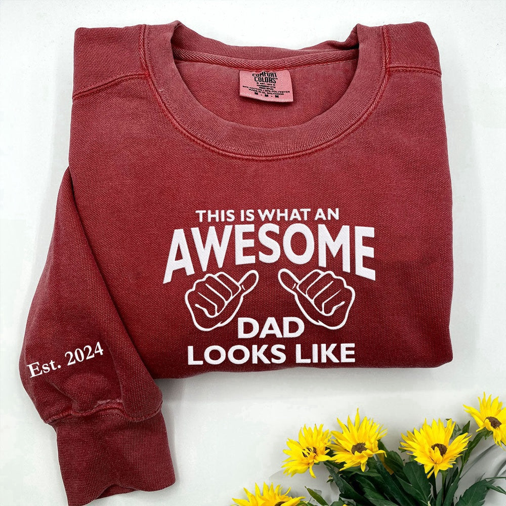 Eembroidered Custom Sweatshirts, Embroidered Awesome Dad Sweatshirt, Christmas Gift