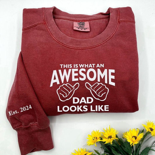 Eembroidered Custom Sweatshirts, Embroidered Awesome Dad Sweatshirt, Christmas Gift