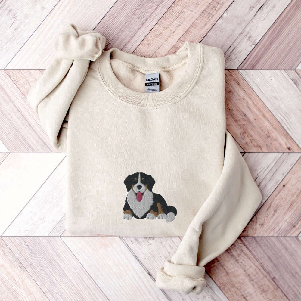 Eembroidered Custom Sweatshirts, Embroidered Bernese Mountain Dog Sweatshirt, Bernese Mountain Dog Gifts, Christmas Gift