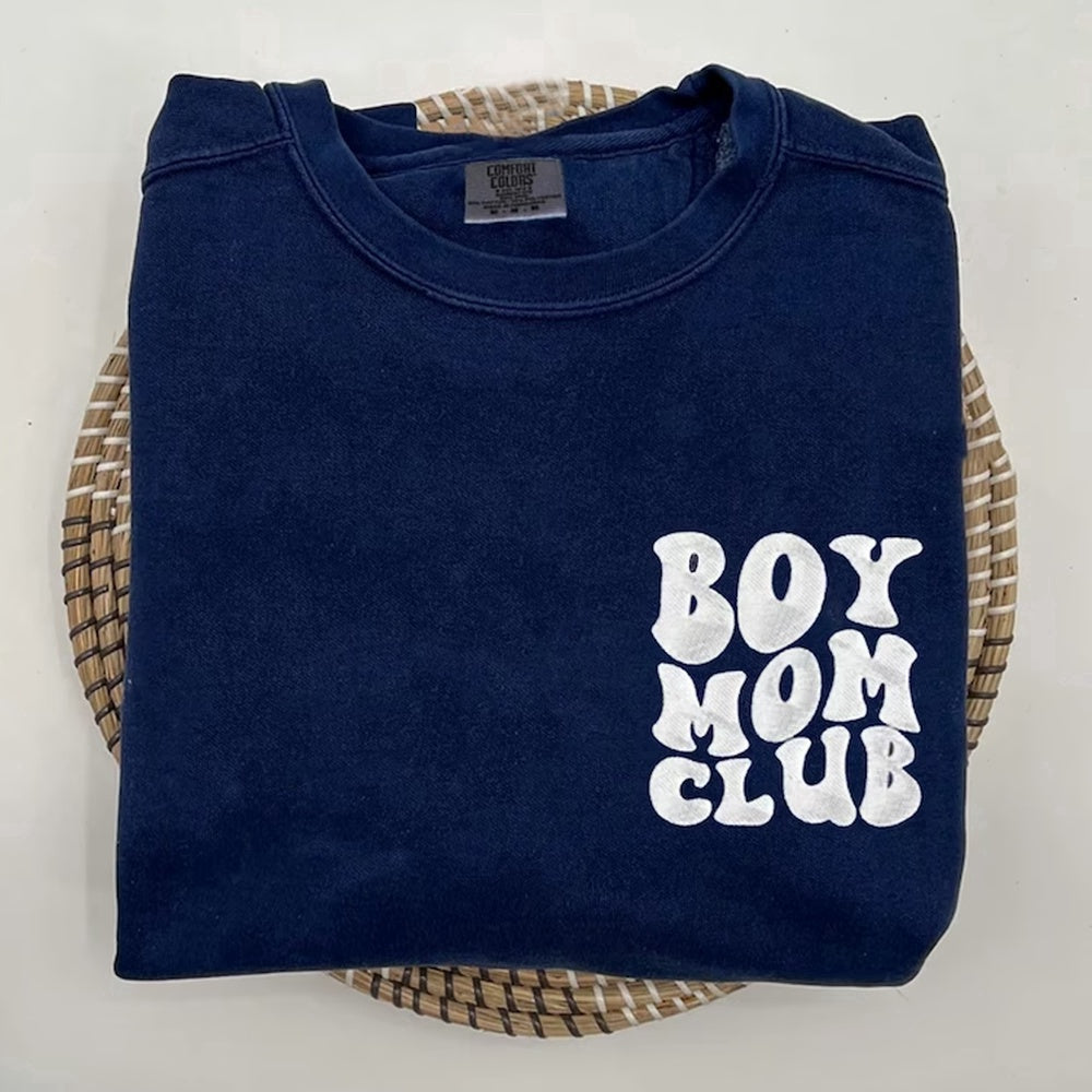 Eembroidered Custom Sweatshirts, Embroidered Boy Mom Club Sweatshirt, Christmas Gift