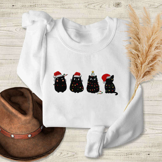Eembroidered Custom Sweatshirts, Embroidered Cat, Christmas Sweatshirt, Cat Mom Sweater, Embroidered Sweatshirt, Cat Lovers Gift, Christmas Gift