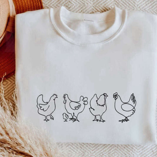 Eembroidered Custom Sweatshirts, Embroidered Chicken Sweatshirt, Animal Lover Gift, Gift For Chicken Lover, Christmas Gift