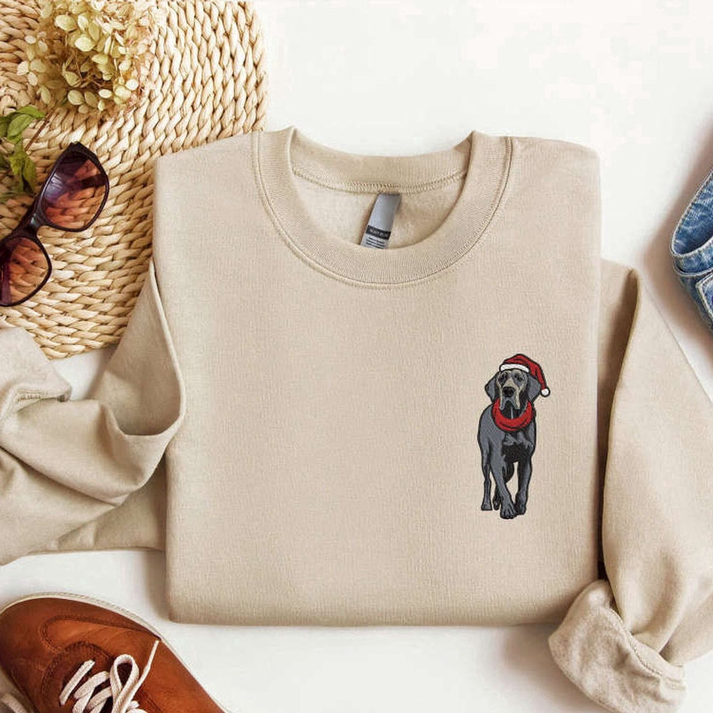 Eembroidered Custom Sweatshirts, Embroidered Christmas Black Labrador Retriever Sweatshirt, Gift For Dog Lover, Christmas Gift