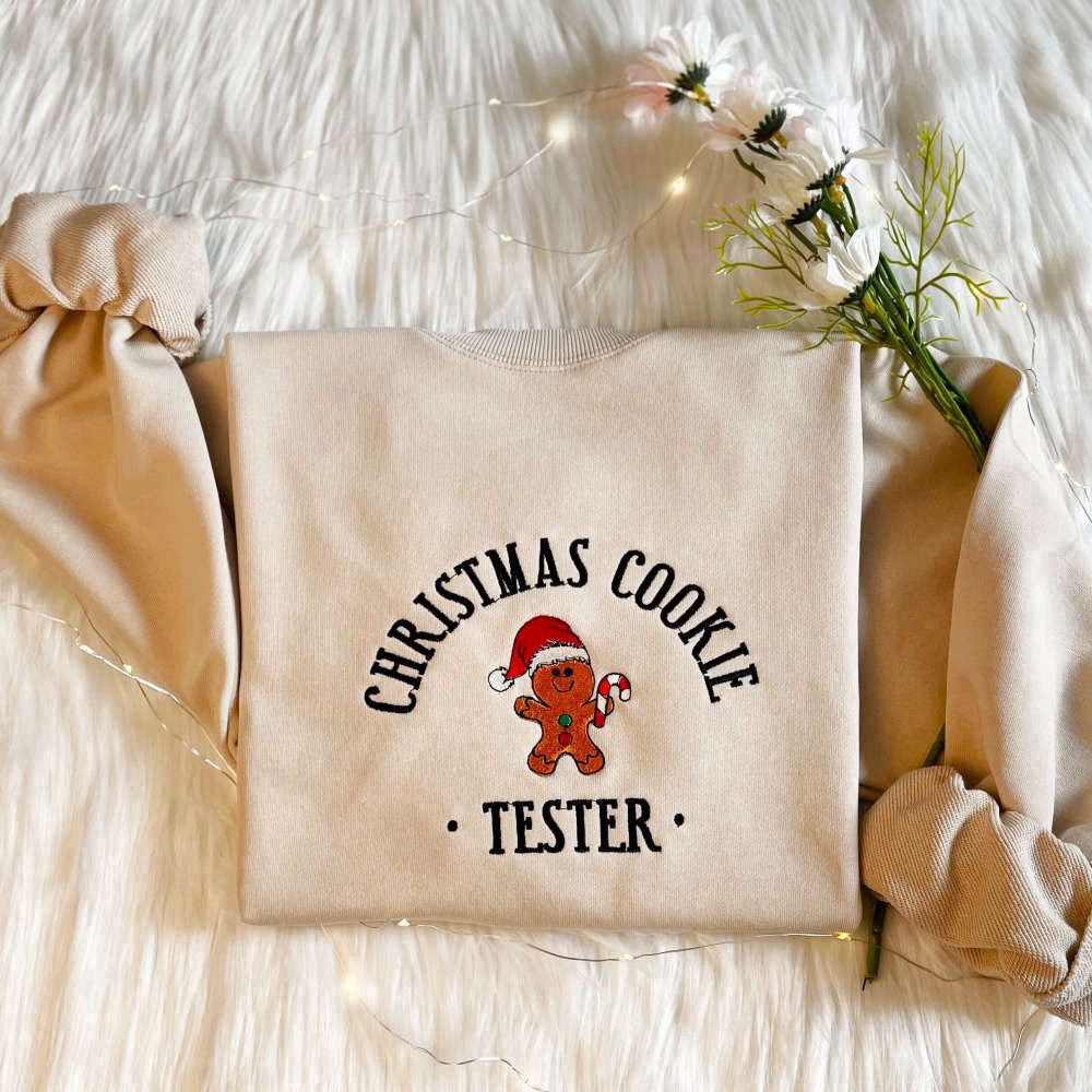 Eembroidered Custom Sweatshirts, Embroidered Christmas Cookie Baker Gingerbread Sweatshirt Gift For Christmas, Christmas Gift