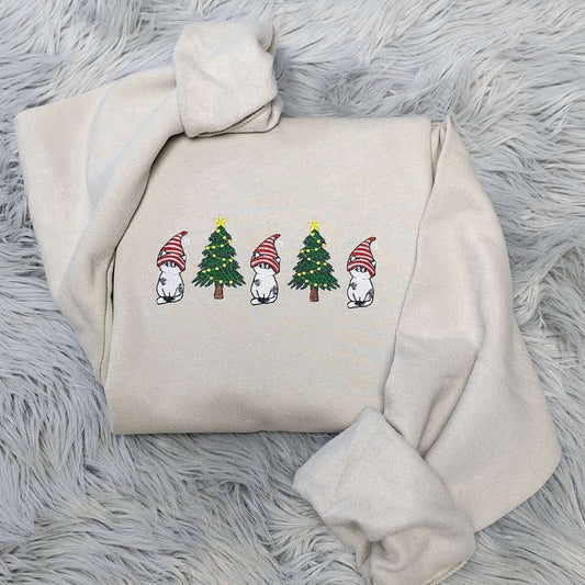 Eembroidered Custom Sweatshirts, Embroidered Christmas Cute Cat Sweatshirt, Best Gift For Cat Lover, Christmas Gift