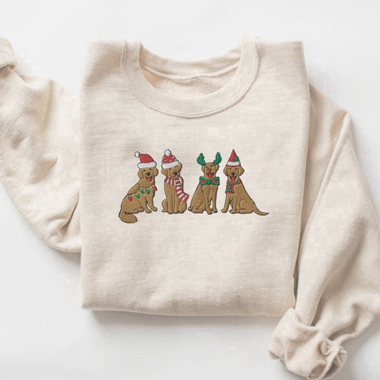 Eembroidered Custom Sweatshirts, Embroidered Christmas Dog Sweatshirt, Christmas Dog Crewneck, For Dog Lovers, Christmas Gift