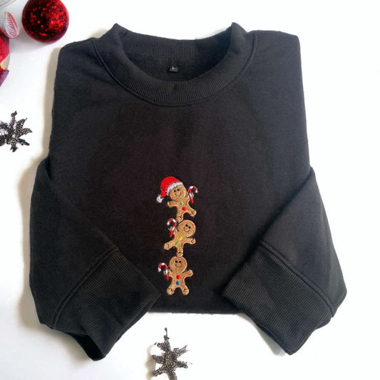 Eembroidered Custom Sweatshirts, Embroidered Christmas Gingerbread Sweatshirt Embroidered Ginger Bread For Family, Christmas Gift