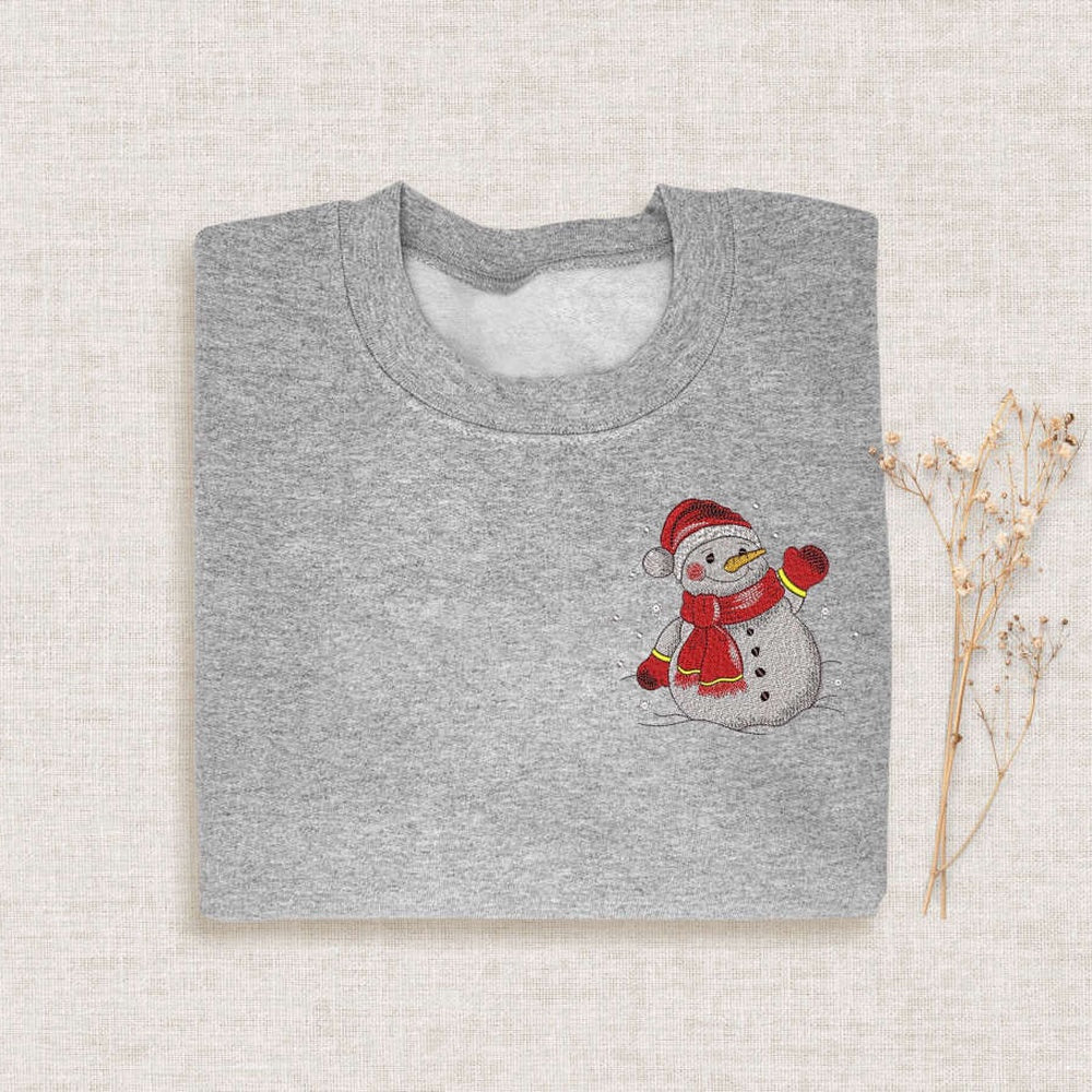 Eembroidered Custom Sweatshirts, Embroidered Christmas Snowman Sweatshirt, Embroidery Family Xmas Crewneck For Family, Christmas Gift