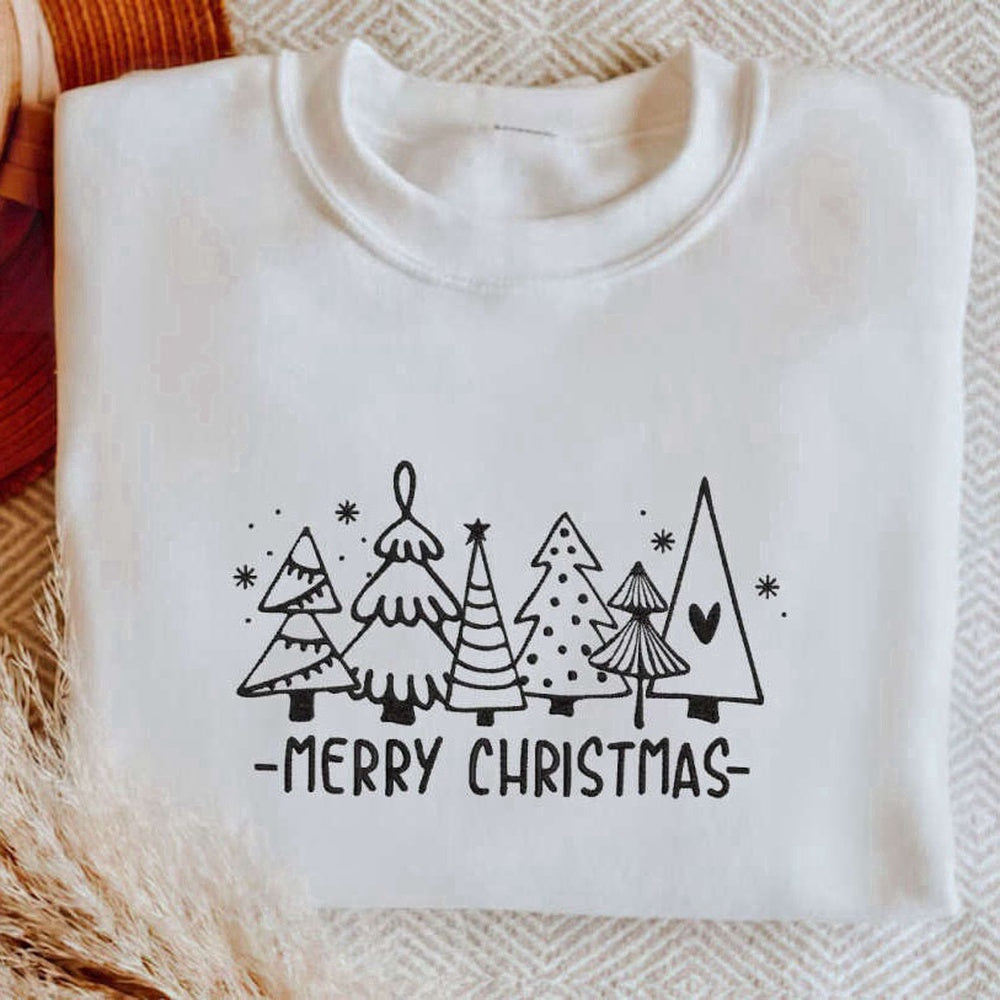 Eembroidered Custom Sweatshirts, Embroidered Christmas Tree Sweatshirt, Christmas Sweatshirts For Women, Christmas Gift
