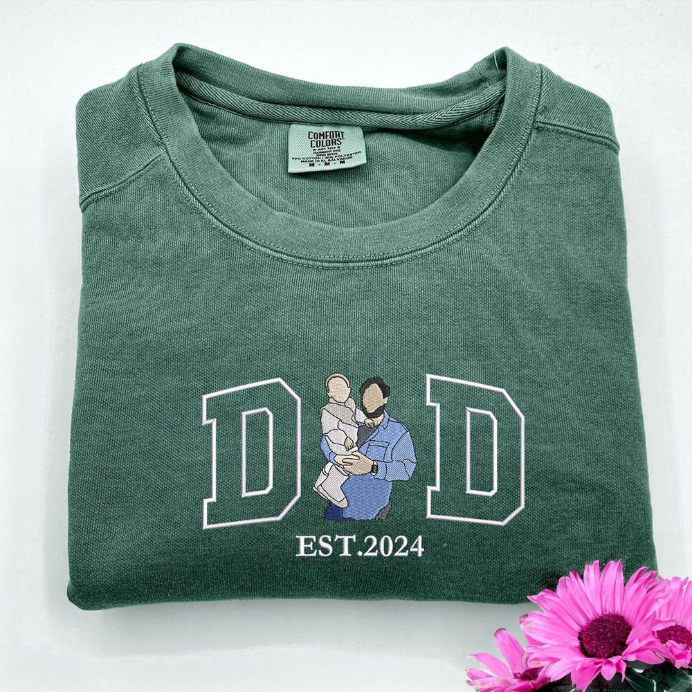 Eembroidered Custom Sweatshirts, Embroidered Dad Est 1 Sweatshirt, Christmas Gift