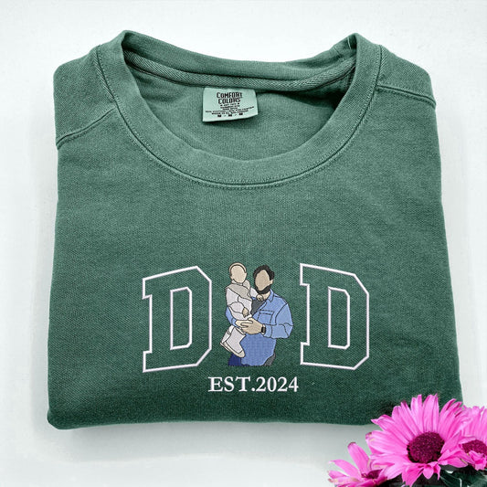 Eembroidered Custom Sweatshirts, Embroidered Dad Est 1 Sweatshirt, Christmas Gift