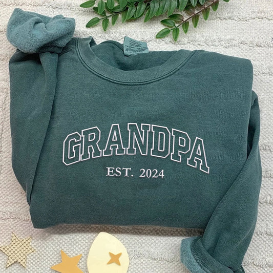 Eembroidered Custom Sweatshirts, Embroidered Grandpa Est Sweatshirt, Gift For Father'S Day, Christmas Gift
