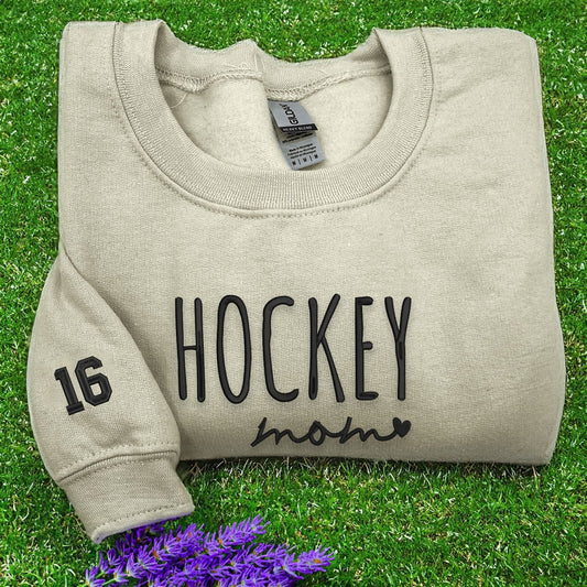 Eembroidered Custom Sweatshirts, Embroidered Hockey Mom Sweatshirt, Christmas Gift