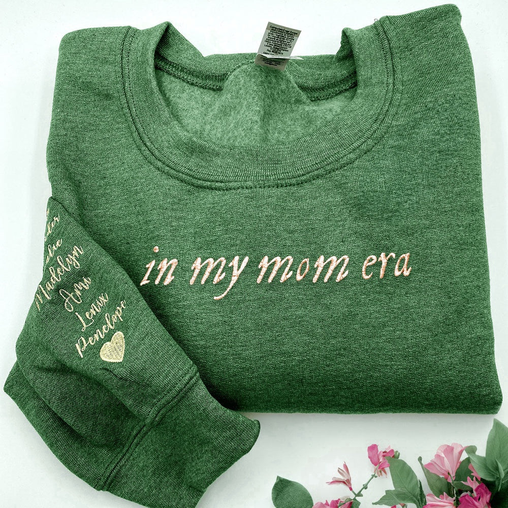 Eembroidered Custom Sweatshirts, Embroidered In My Mom Era Sweatshirt, Christmas Gift