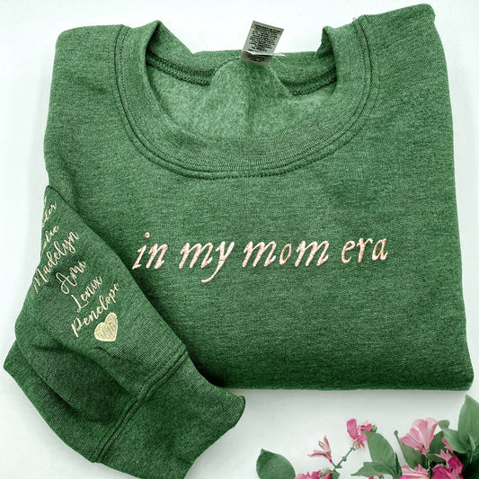 Eembroidered Custom Sweatshirts, Embroidered In My Mom Era Sweatshirt, Christmas Gift