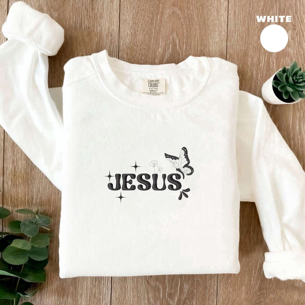 Eembroidered Custom Sweatshirts, Embroidered Jesus Sweatshirt, Christian Sweatshirt, Best Gift For Christmas, Christmas Gift