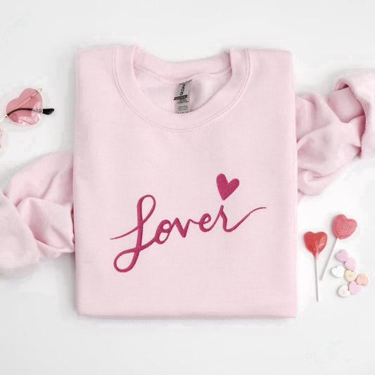 Eembroidered Custom Sweatshirts, Embroidered Lover Sweater, Embroidered Lover Crewneck Sweatshirt Gift For Women, Christmas Gift