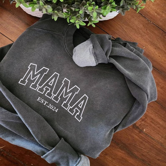 Eembroidered Custom Sweatshirts, Embroidered Mama 2 Sweatshirt, Christmas Gift