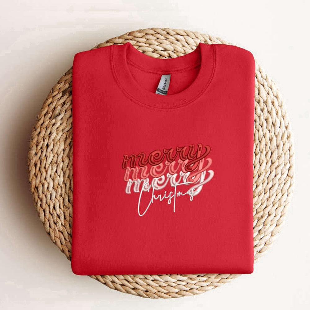 Eembroidered Custom Sweatshirts, Embroidered Merry Christmas Sweatshirt For Family, Christmas Gift