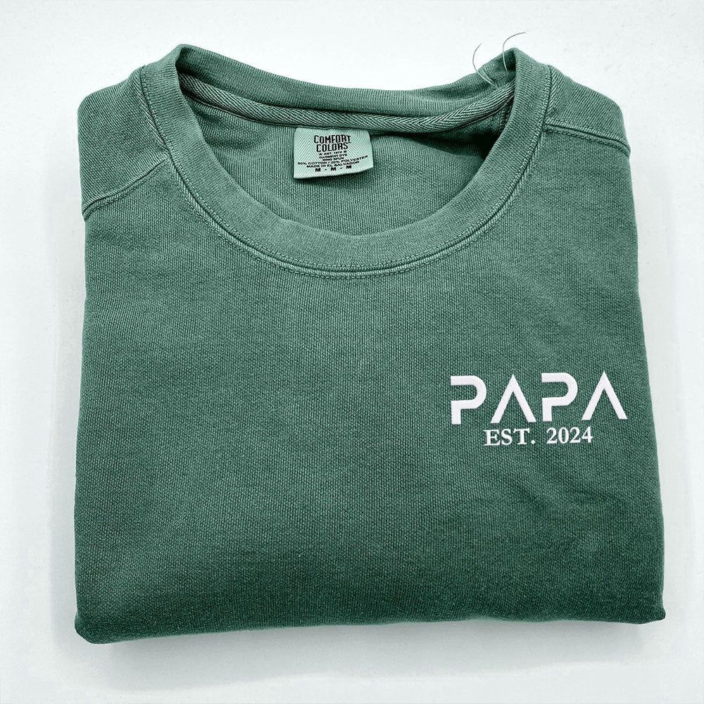 Eembroidered Custom Sweatshirts, Embroidered Papa Sweatshirt, Christmas Gift