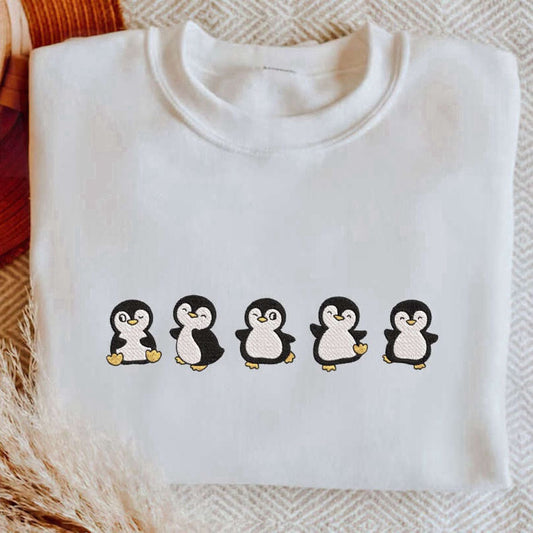 Eembroidered Custom Sweatshirts, Embroidered Penguin Sweatshirt, Animal Crewneck, Gift For Penguin Lover, Christmas Gift