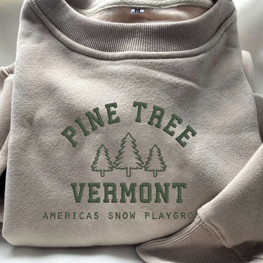 Eembroidered Custom Sweatshirts, Embroidered Pine Tree Christmas Sweatshirt, Best Gift For Christmas 2024, Christmas Gift