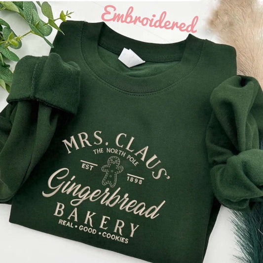 Eembroidered Custom Sweatshirts, Embroidered Sweatshirt Crewneck Jumper, Mrs Claus Gingerbread Barkey Sweatshirt, Christmas Gift