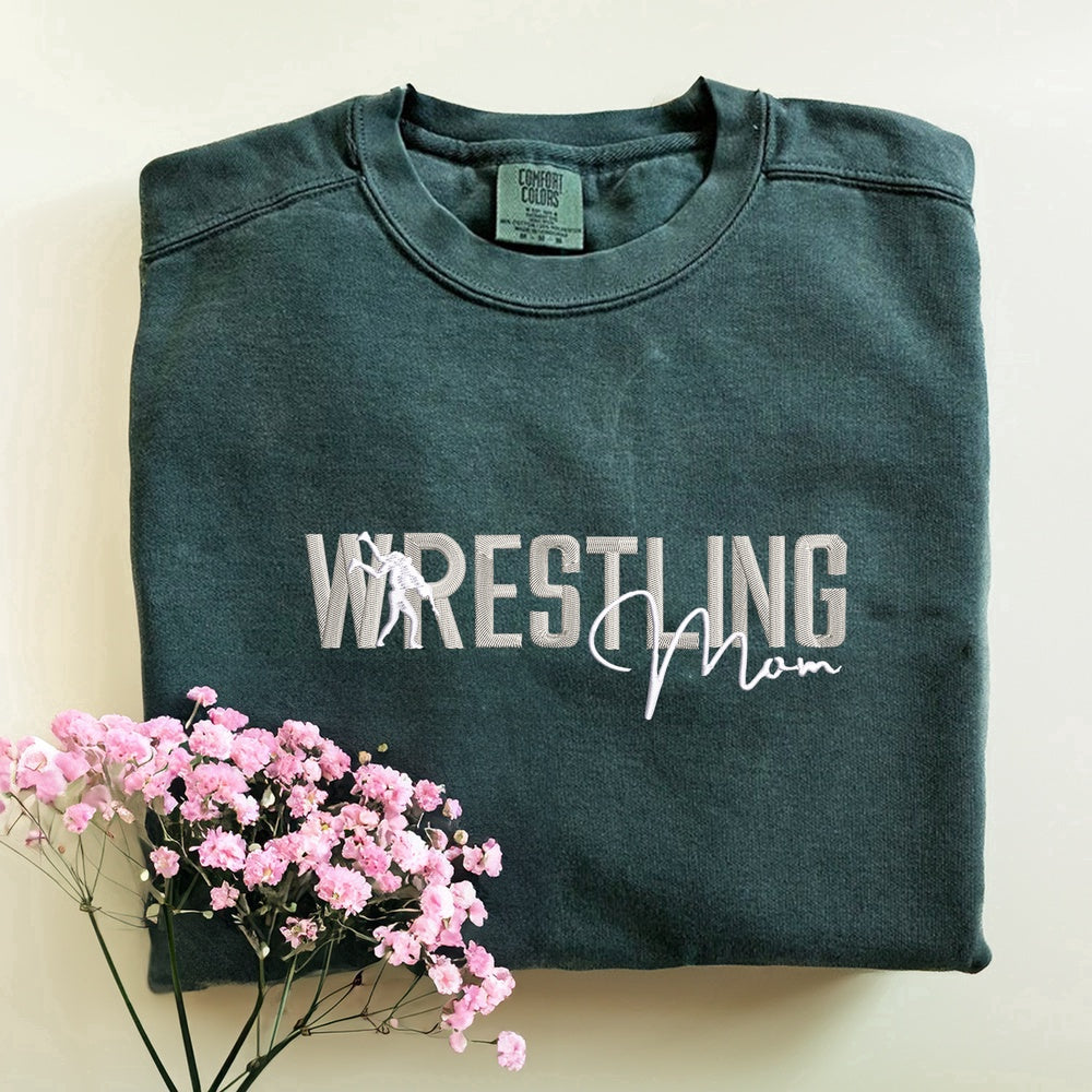 Eembroidered Custom Sweatshirts, Embroidered Wrestling Mom Sweatshirt, Christmas Gift