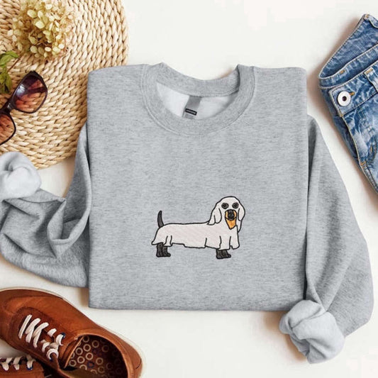 Eembroidered Custom Sweatshirts, Ghost Dog Embroidered Sweatshirt 2D Crewneck Sweatshirt For Men And Women, Christmas Gift