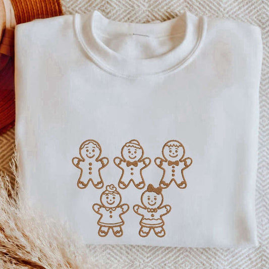 Eembroidered Custom Sweatshirts, Gingerbread Men Embroidered Sweatshirt, Christmas Gift For Baker, Christmas Gift