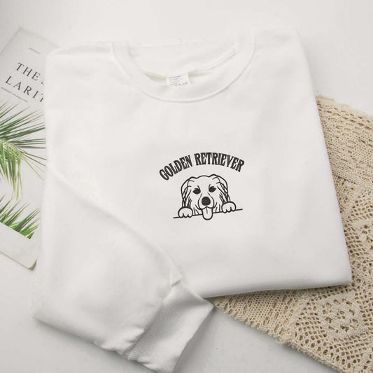 Eembroidered Custom Sweatshirts, Golden Rterieye Sweatshirts, Embroidered Sweatshirts, For Dog Lovers, Christmas Gift