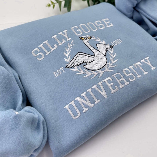 Eembroidered Custom Sweatshirts, Goose University Embroidered Sweatshirt 2D Crewneck Sweatshirt For Women And Men, Christmas Gift