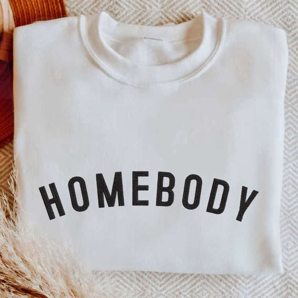 Eembroidered Custom Sweatshirts, Homebody Embroidered Sweatshirt 2D Crewneck Sweatshirt For Family, Christmas Gift