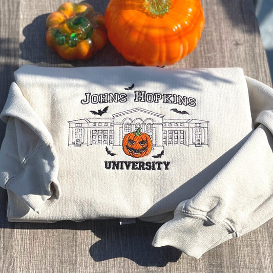 Eembroidered Custom Sweatshirts, Johns Hopkins University Sweatshirt, Embroidered Halloween Sweatshirt, Christmas Gift